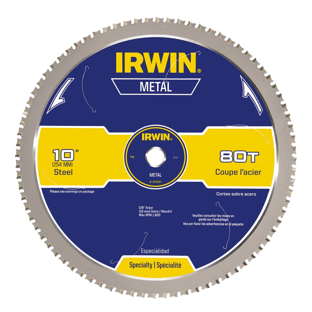 Irwin 4935561 10″ 80T Metal Cutting Saw Blade, Ferrous Steel Adam's Tarp   Tool Ltd