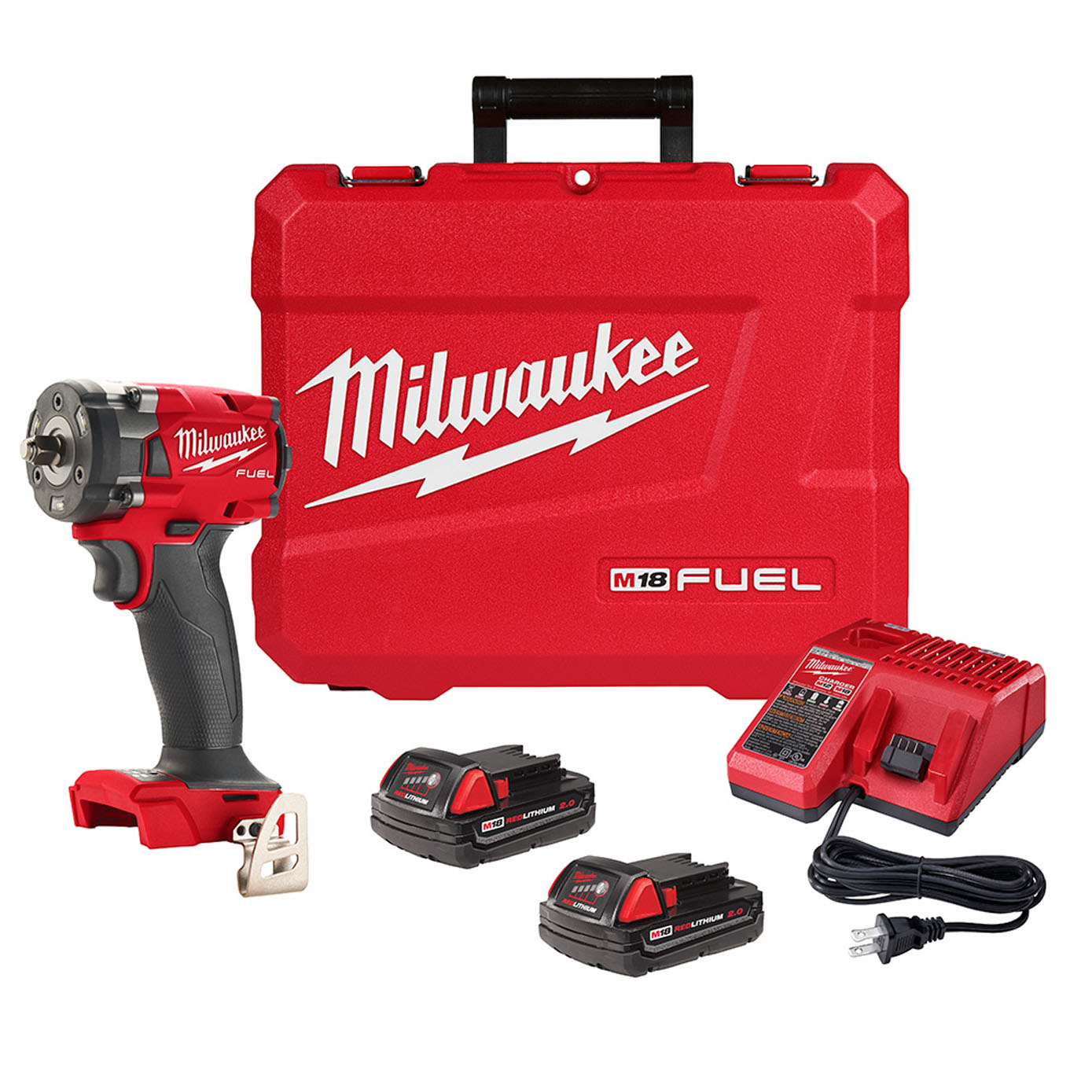 Milwaukee 2854-22CT M18 FUEL 18 Volt Lithium-Ion Brushless Cordless 3/8  Compact Impact Wrench w/ Friction Ring CP2.0 Kit Adam's Tarp  Tool Ltd