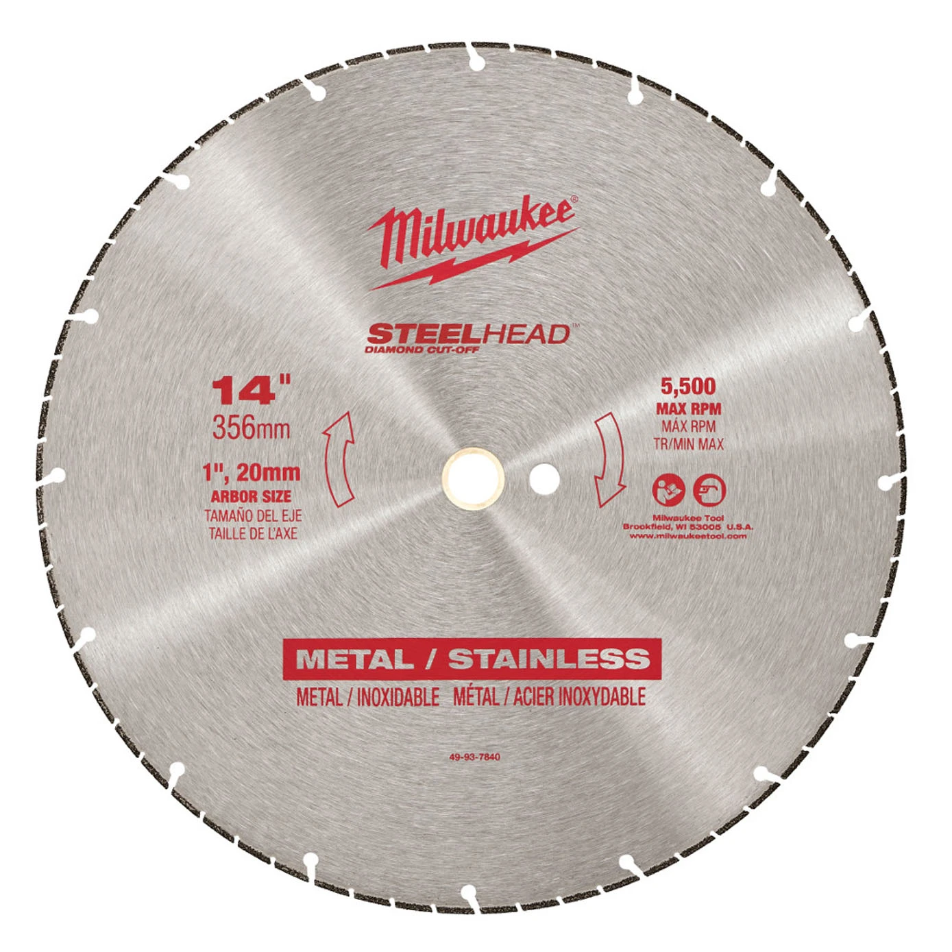 Milwaukee 49-93-7840 14 in. STEELHEAD Diamond Cut-Off Blade Adam's Tarp   Tool Ltd