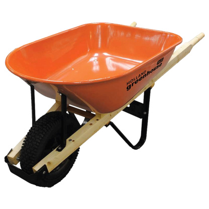 GreenHouse W000427N 6 cu. ft. Orange Wheelbarrow with Pneumatic Tire ...