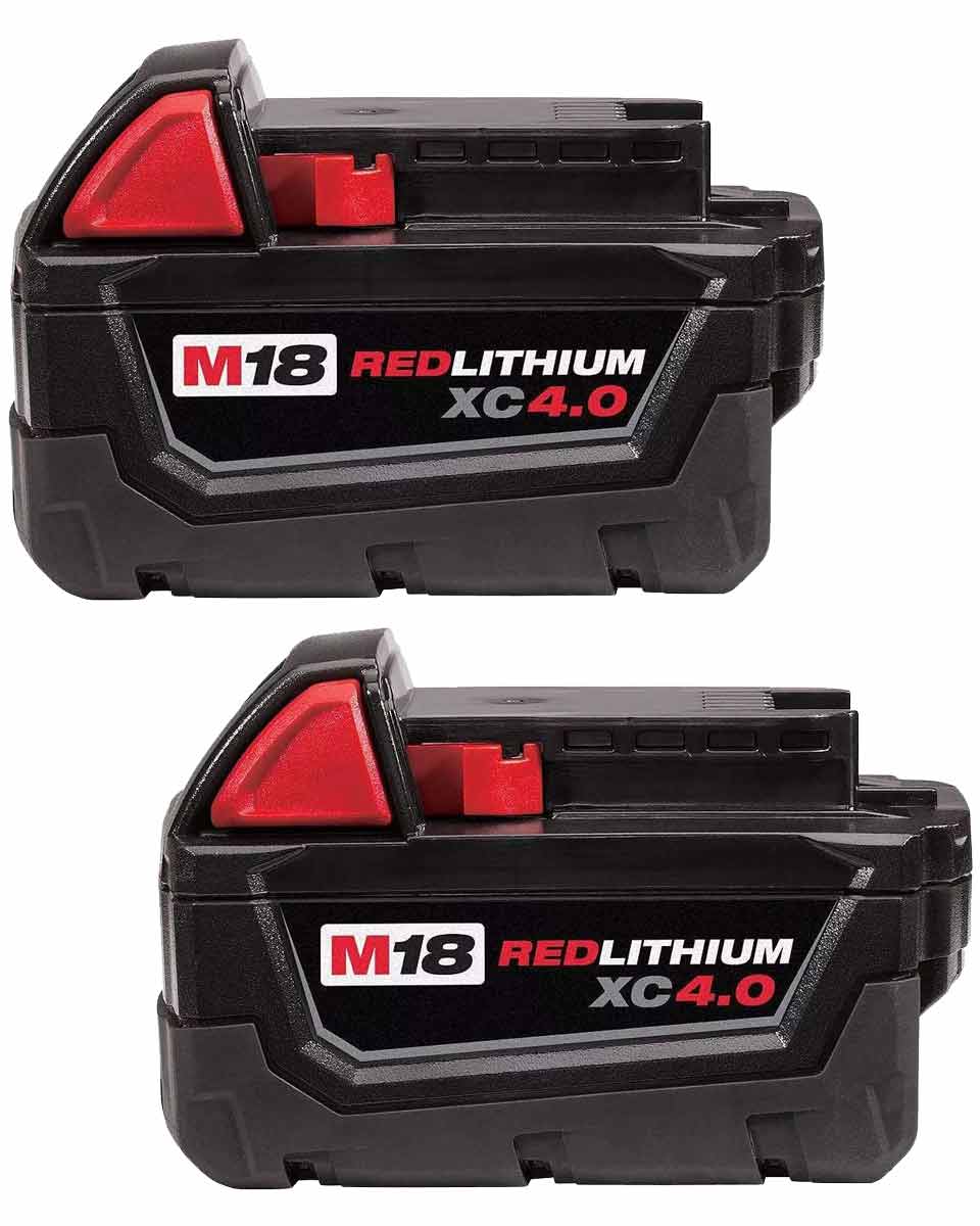 Milwaukee 48-11-1842 M18 18 Volt Lithium-Ion Cordless REDLITHIUM XC 4.0Ah  Extended Capacity Battery 2 Pack | Adam's Tarp u0026 Tool Ltd