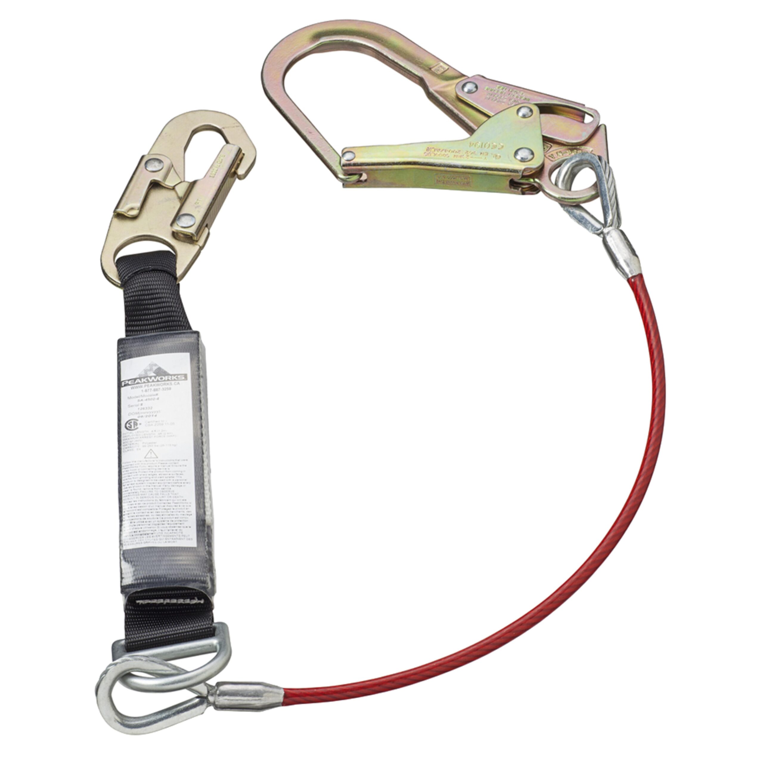 Peakworks Fall Protection Restraint Lanyard With Rope Snap And