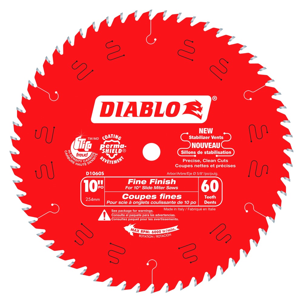 Diablo D1060S 10 in. x 60 Tooth Fine Finish Slide Miter Saw Blade Adam's  Tarp  Tool Ltd