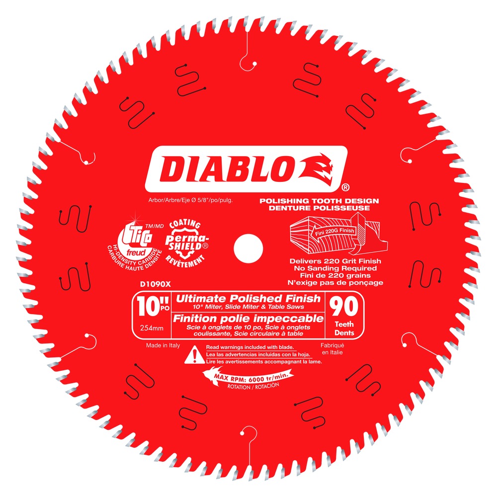 Diablo D1090X 10 in. x 90 Tooth Ultimate Polished Finish Saw Blade Adam's  Tarp  Tool Ltd
