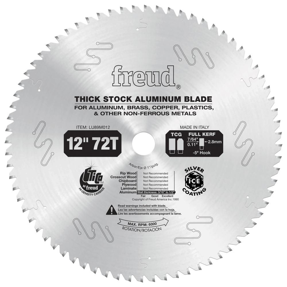 Freud LU89M012 12" Thick Stock Aluminum Metal Blade Adam's Tarp  Tool Ltd