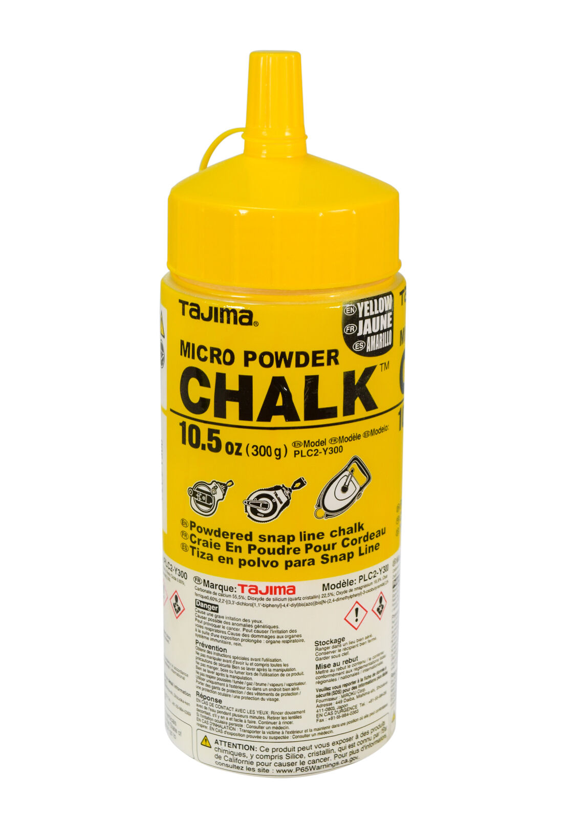 Tajima PLC2-Y300 300G / 10.5oz Yellow Micro Chalk Line Powder