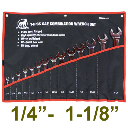 AJ Wholesale TAIW0614S 14pc SAE Combination Wrench Set, 1/4-1-1/8