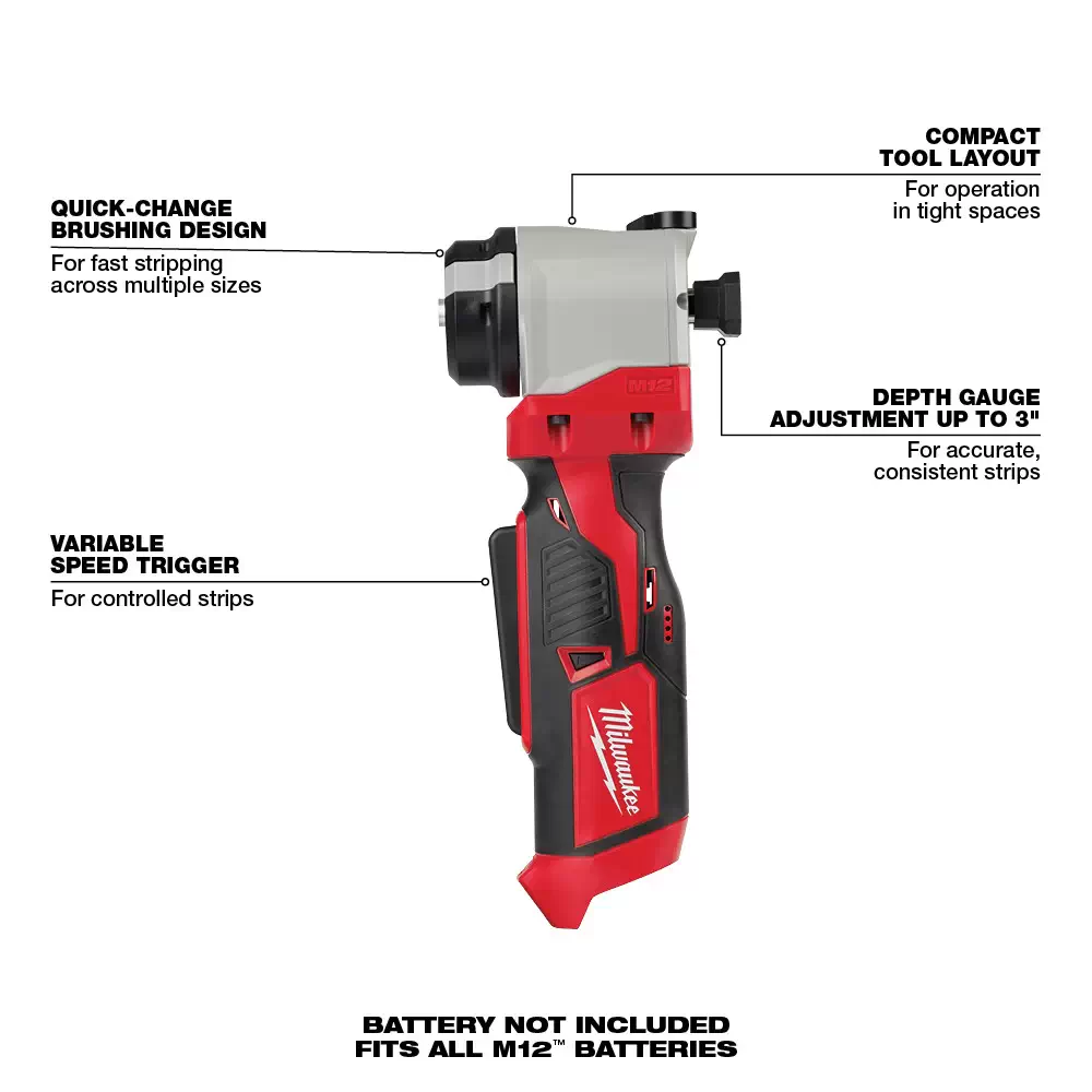 Milwaukee 2435 20 M12 12 Volt Lithium Ion Cordless Cable Stripper Tool Only Adam s Tarp Tool Ltd