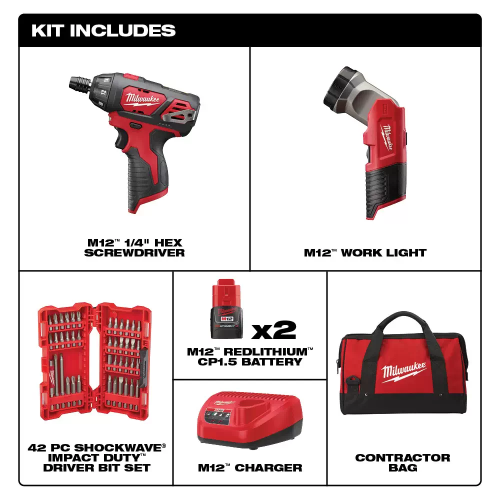 Milwaukee 2482 22 M12 12 Volt Lithium Ion Cordless Screwdriver