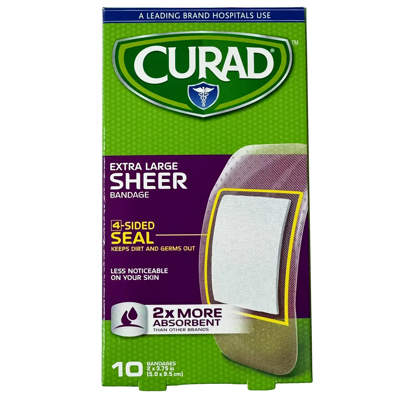 Curad CUR02277RB Sheer 10PK Sheer Extra Large Bandages