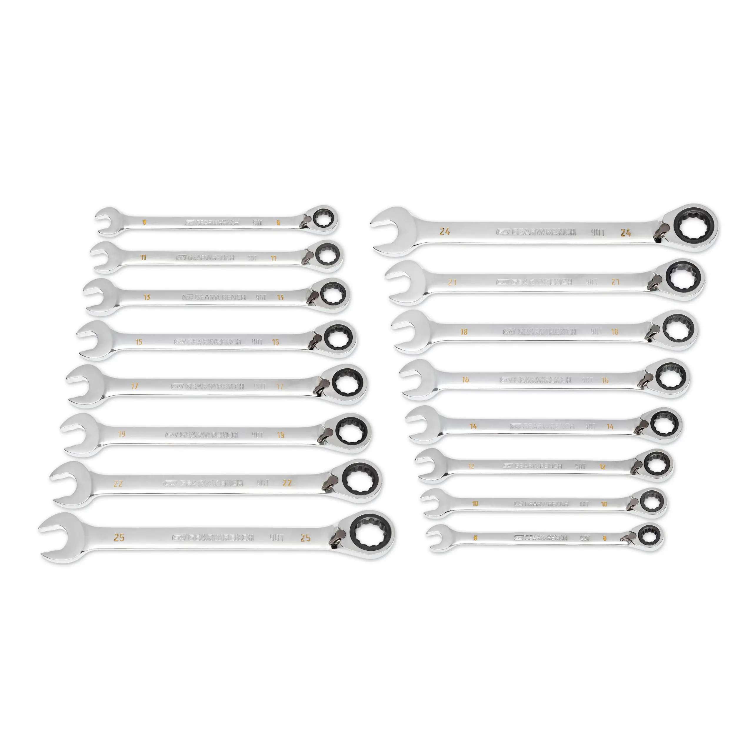 Metric reversible deals ratcheting wrench set