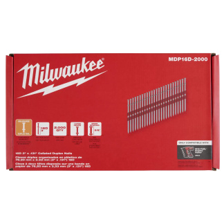 Milwaukee MDP16D-2000 16D 3” x .131” Collated Duplex Nails, Box 2000