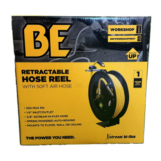 BE Equipment 42.010.023 50' 300PSI Pressure Washer Retractable Hose Reel