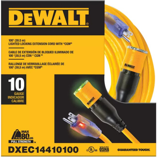 Dewalt DXEC17443100 100' 12/3 High-Vis Yellow Lighted CGM Extension Cord